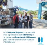 Hospital Bogaert recibe donativo de Edenorte de 19 lámparas para iluminación externa